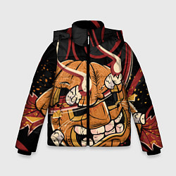 Куртка зимняя для мальчика Хеллоуинская тыква-хання, цвет: 3D-черный