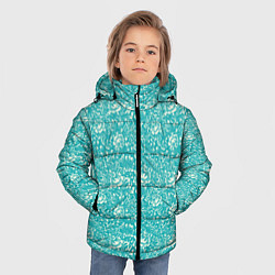 Куртка зимняя для мальчика Хохломские узоры Бирюза, цвет: 3D-черный — фото 2