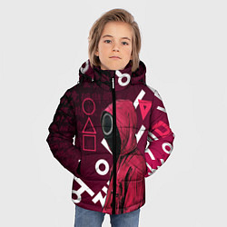 Куртка зимняя для мальчика ИГРА В КАЛЬМА, УЗОР ИЕРОГЛИФЫ, цвет: 3D-светло-серый — фото 2
