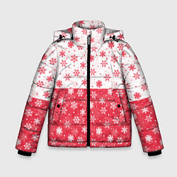 Зимняя куртка для мальчика Снежинки красно-белые