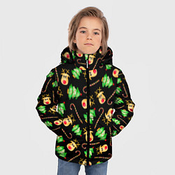 Куртка зимняя для мальчика Олени, елки и карамель, цвет: 3D-черный — фото 2