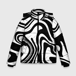 Куртка зимняя для мальчика Черно-белые полосы Black and white stripes, цвет: 3D-черный