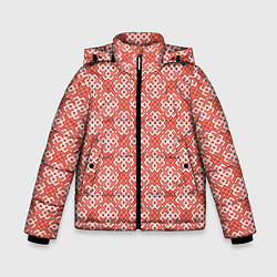 Куртка зимняя для мальчика Славянская Обережная Вышивка, цвет: 3D-красный