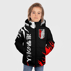 Куртка зимняя для мальчика Атака Титанов: Нарисованный огонь, цвет: 3D-красный — фото 2