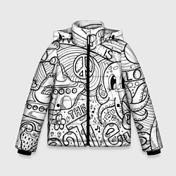 Куртка зимняя для мальчика All you need is The Beatles Раскраска, цвет: 3D-светло-серый