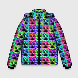Куртка зимняя для мальчика МАЙНКРАФТ MINECRAFT ЦВЕТНЫЕ КРИПЕРЫ, цвет: 3D-черный