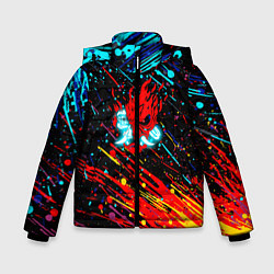 Зимняя куртка для мальчика Cyberpunk 2077 Цветные брызги