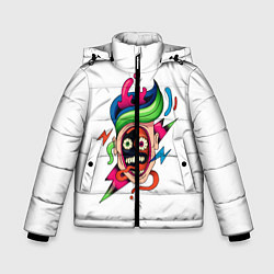 Куртка зимняя для мальчика Комичное Лицо - Абстрактные Фигуры Модерн, цвет: 3D-черный
