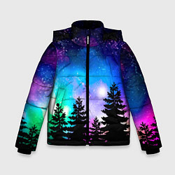 Зимняя куртка для мальчика Космический лес, елки и звезды