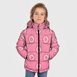 Куртка зимняя для мальчика Розовые пончики паттерн, цвет: 3D-красный — фото 2