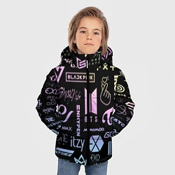 Куртка зимняя для мальчика K-pop лого исполнителей, цвет: 3D-черный — фото 2