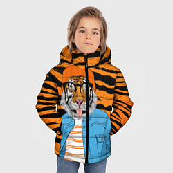 Куртка зимняя для мальчика Тигр фурри на стиле, цвет: 3D-светло-серый — фото 2