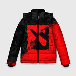 Куртка зимняя для мальчика DOTA 2 RED BLACK LOGO, БРЫЗГИ КРАСОК, цвет: 3D-красный