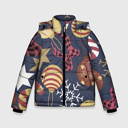 Куртка зимняя для мальчика Елочные Игрушки Звезды, цвет: 3D-светло-серый