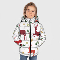 Куртка зимняя для мальчика Новогодние Олени Снежинки, цвет: 3D-черный — фото 2