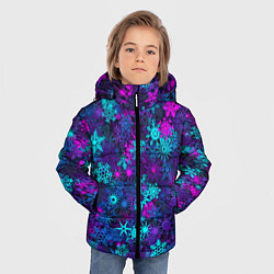 Куртка зимняя для мальчика Неоновые снежинки, цвет: 3D-светло-серый — фото 2