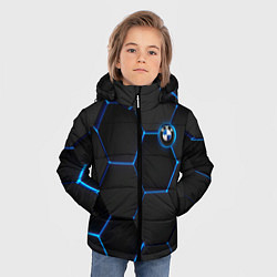 Куртка зимняя для мальчика BMW blue neon theme, цвет: 3D-светло-серый — фото 2