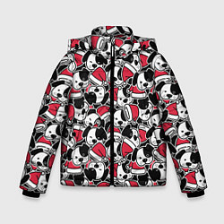 Куртка зимняя для мальчика Щенки и красные колпаки, цвет: 3D-черный
