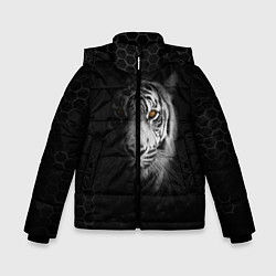Зимняя куртка для мальчика Тигр черно-белый соты