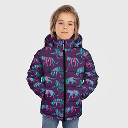 Куртка зимняя для мальчика Тигры фейковый Glitch эффект, цвет: 3D-красный — фото 2