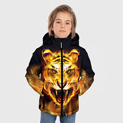Куртка зимняя для мальчика Тигр В Пламени, цвет: 3D-светло-серый — фото 2