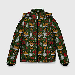 Куртка зимняя для мальчика Вязаный стиль - тигр 2022 новогодний, цвет: 3D-светло-серый