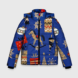 Куртка зимняя для мальчика Новогодний узор, цвет: 3D-красный