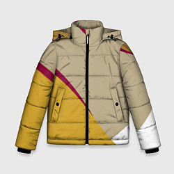 Куртка зимняя для мальчика Линии На бежевом Фоне, цвет: 3D-светло-серый