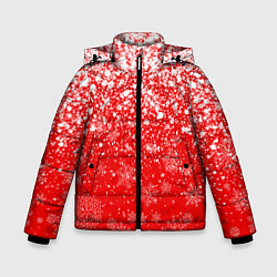 Куртка зимняя для мальчика ЗИМА БЛИЗКО, НОВЫЙ ГОД 2022 СНЕЖИНКИ И БРЫЗГИ КРАС, цвет: 3D-красный