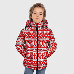 Куртка зимняя для мальчика Узор связанный крючком, цвет: 3D-светло-серый — фото 2