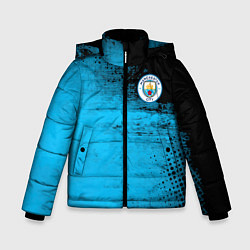 Куртка зимняя для мальчика Manchester City голубая форма, цвет: 3D-красный