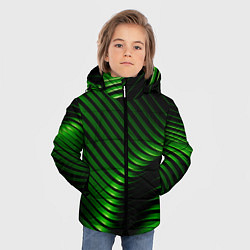 Куртка зимняя для мальчика Волны изумрудного металла, цвет: 3D-черный — фото 2
