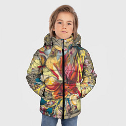 Куртка зимняя для мальчика Очень красивые цветы, цвет: 3D-светло-серый — фото 2