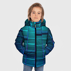 Куртка зимняя для мальчика 3D квадраты неоновые, цвет: 3D-светло-серый — фото 2