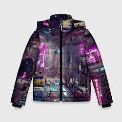 Куртка зимняя для мальчика Городской киберпанк, цвет: 3D-черный