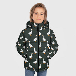 Куртка зимняя для мальчика Гуси паттерн, цвет: 3D-светло-серый — фото 2