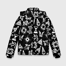 Куртка зимняя для мальчика EXO BAND SYMBOL PATTERN WHITE K-POP, цвет: 3D-красный