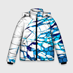 Зимняя куртка для мальчика 3D ВЗРЫВ ПЛИТ Белые и синие осколки