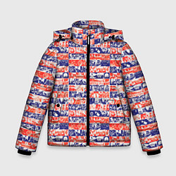 Куртка зимняя для мальчика СССР хроника паттерн, цвет: 3D-черный
