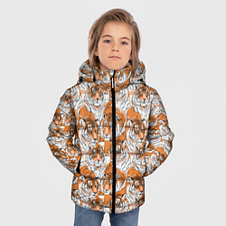Куртка зимняя для мальчика Тигры рисованный стиль, цвет: 3D-черный — фото 2