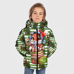 Куртка зимняя для мальчика Новогодний носок с тигром, цвет: 3D-светло-серый — фото 2
