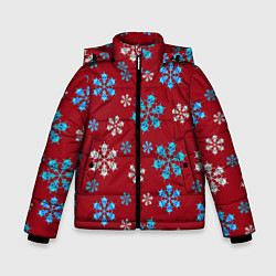 Зимняя куртка для мальчика Снежинки Черепа красный