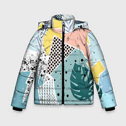 Зимняя куртка для мальчика Абстрактный узор с пальмовыми листами и геометрией
