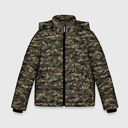 Куртка зимняя для мальчика Камуфляж Вязаный лесной, цвет: 3D-черный