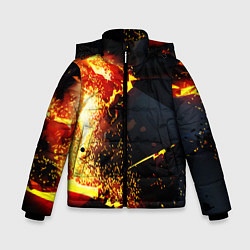 Куртка зимняя для мальчика 3D ВЗРЫВ, ОБЛОМКИ NEON EXPLOSION, цвет: 3D-черный