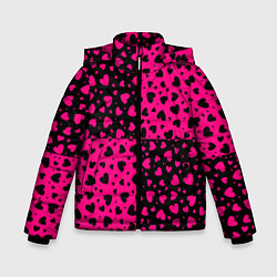 Зимняя куртка для мальчика Черно-Розовые сердца