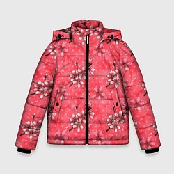 Куртка зимняя для мальчика Сакура красная, цвет: 3D-светло-серый