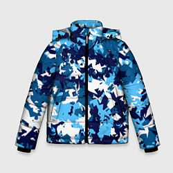 Куртка зимняя для мальчика Сине-бело-голубой камуфляж, цвет: 3D-светло-серый