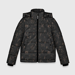 Куртка зимняя для мальчика Паттерн пентаграмма черный, цвет: 3D-светло-серый
