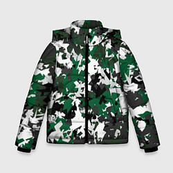 Куртка зимняя для мальчика Зелено-черный камуфляж, цвет: 3D-светло-серый